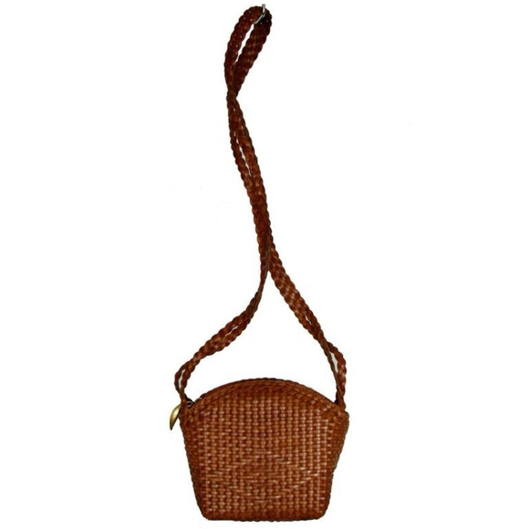 De Vecchi by Hamilton Hodge Brown Woven Saddle Bag Italy